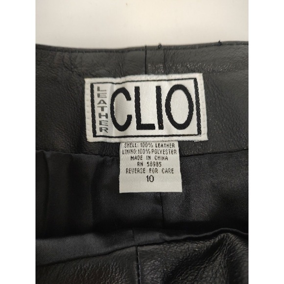 Leather Pants Straight Leg Black Career Casual Biker Trousers Size 10 - Picture 6 of 7